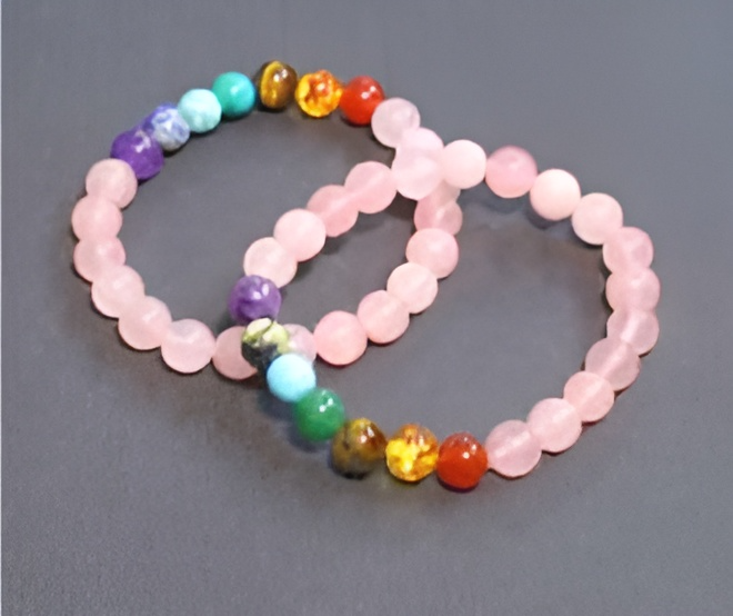Rose Quartz 7 Chakra Bracelet for Love and Healing