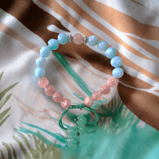 Aquamarine & Peach Moon Bracelet for Child Manifestation and get support in Pregnancy - Lifeved