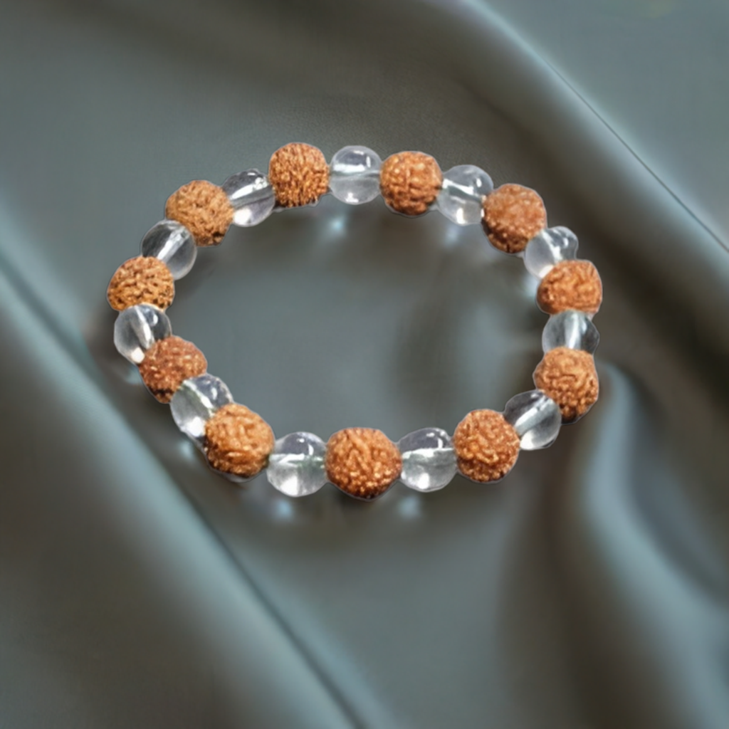 Rudraksh Crystal Bracelet - Complete Wooden Element, Missing Number 4 and 6