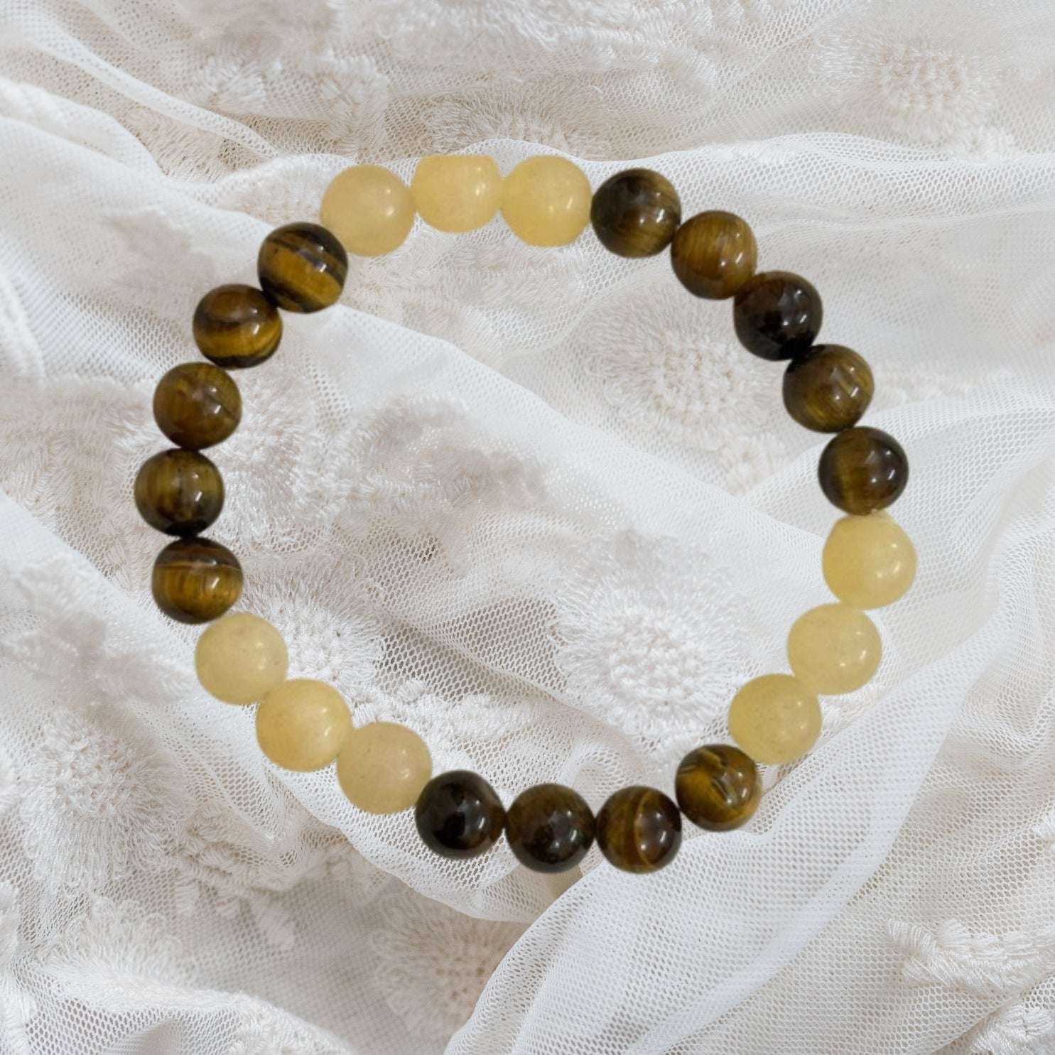 Celestite and Tiger Eye Bracelet a powerful combination for Addiction Recovery