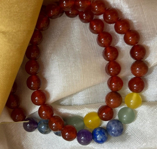 Red Carnelian 7 Chakra Bracelet for Creativity and Communication Skills