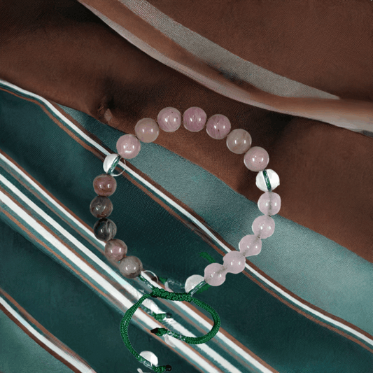 Rhodochrosite, Rhodonite, Clear Quartz, and Rose Quartz Bracelet for love-attracting