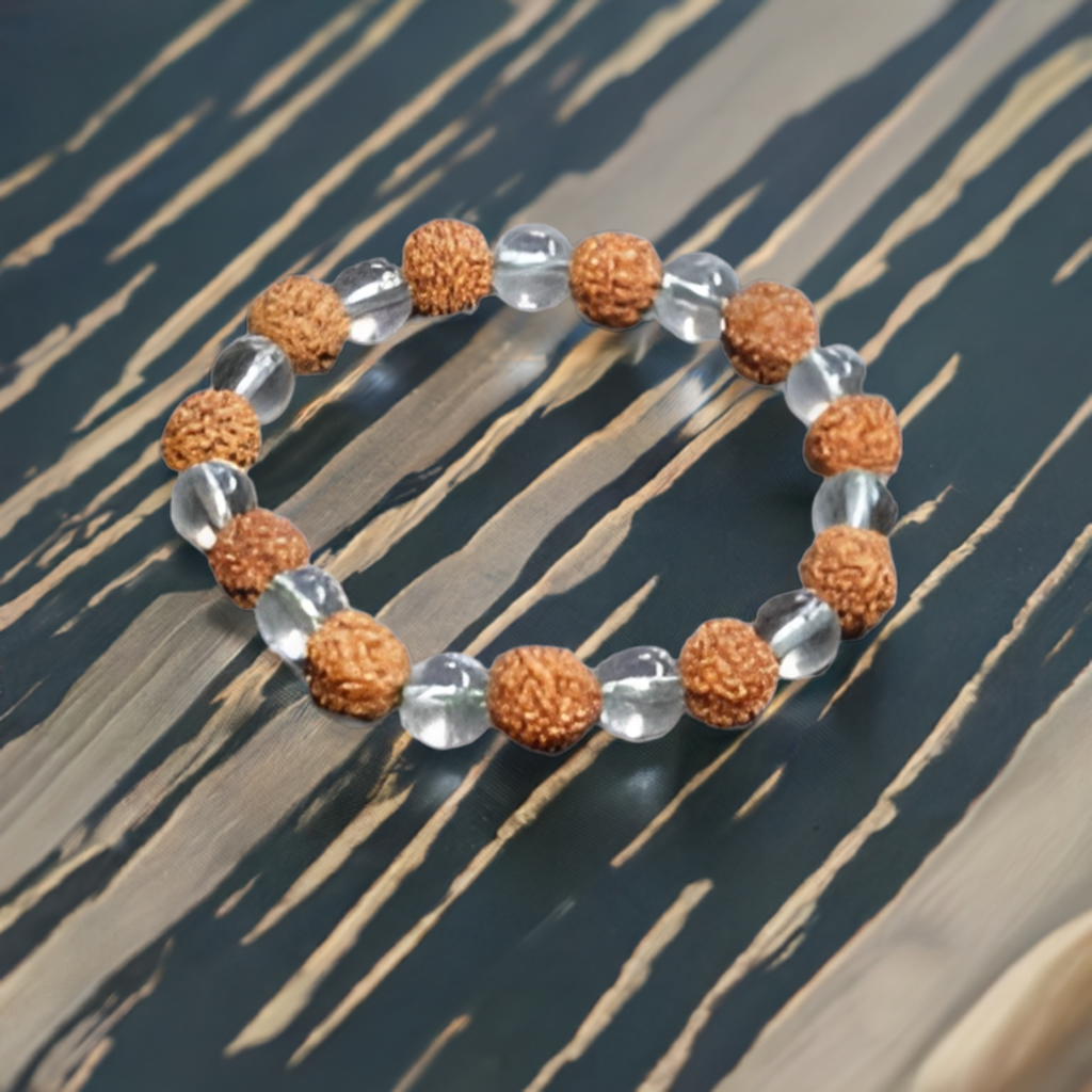 Rudraksh Crystal Bracelet - Complete Wooden Element, Missing Number 4 and 6