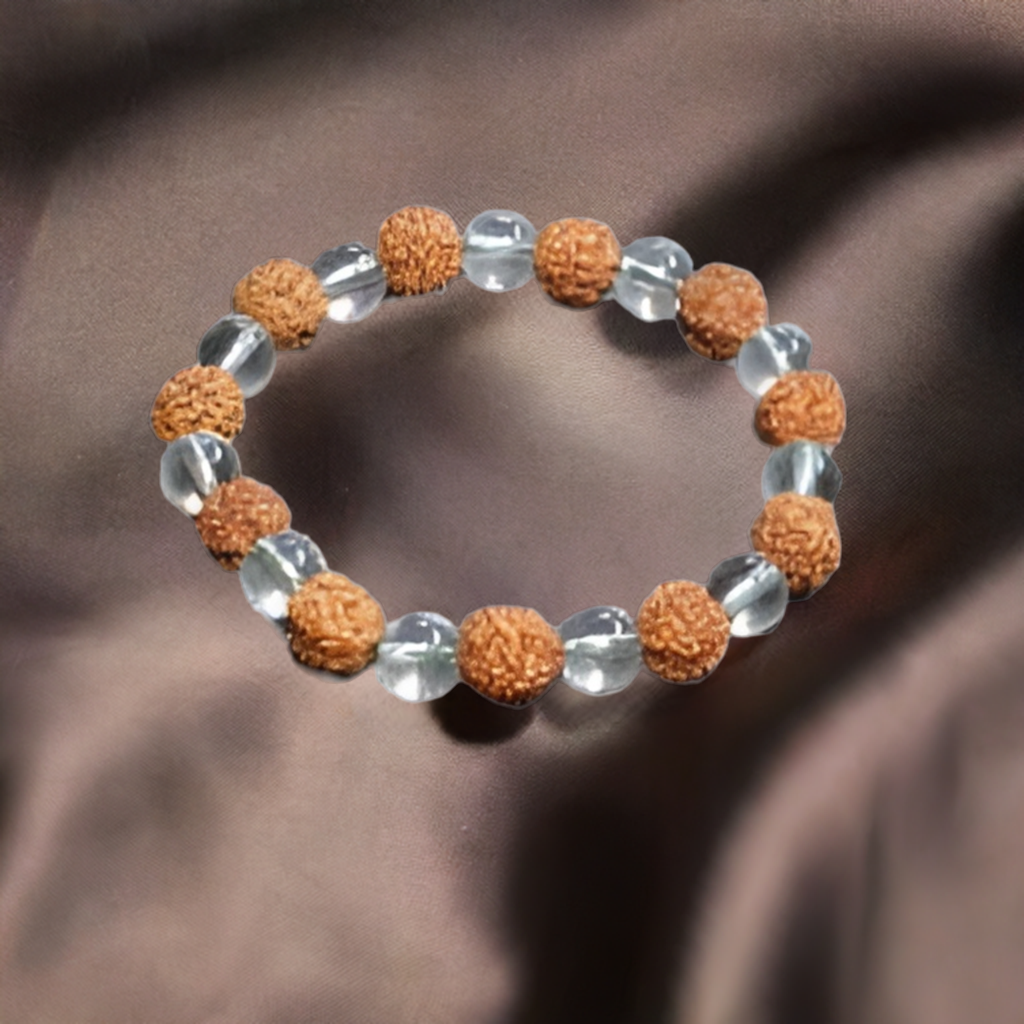 Rudraksh Crystal Bracelet - Complete Wooden Element, Missing Number 4 and 6