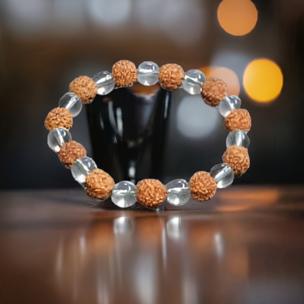 Rudraksh Crystal Bracelet - Complete Wooden Element, Missing Number 4 and 6