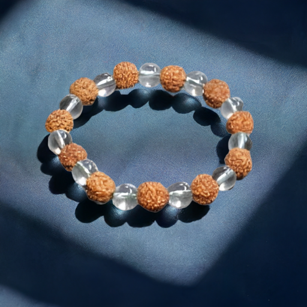 Rudraksh Crystal Bracelet - Complete Wooden Element, Missing Number 4 and 6