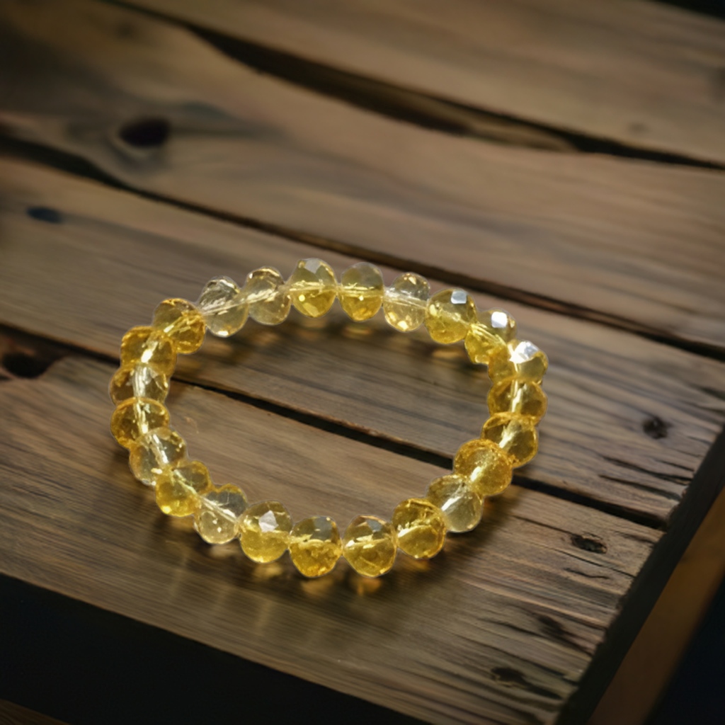 Yellow Citrine Crystal Bracelet - The Success Stone for Missing Number 3 and Prosperity