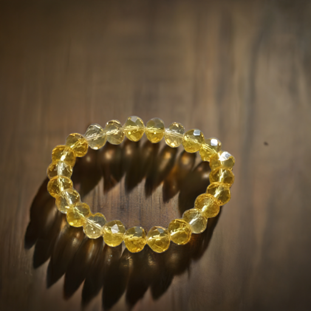 Yellow Citrine Crystal Bracelet - The Success Stone for Missing Number 3 and Prosperity