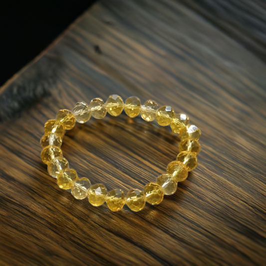 Yellow Citrine Crystal Bracelet - The Success Stone for Missing Number 3 and Prosperity