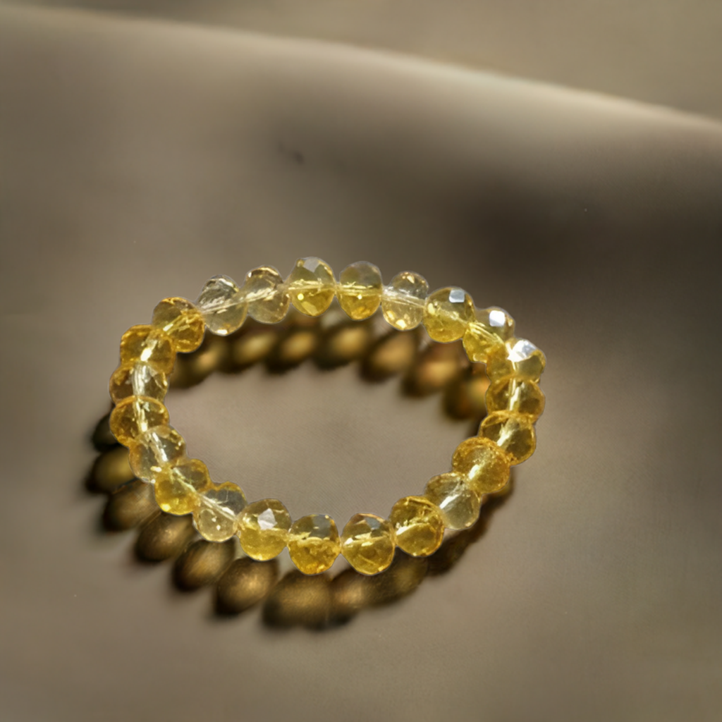 Yellow Citrine Crystal Bracelet - The Success Stone for Missing Number 3 and Prosperity